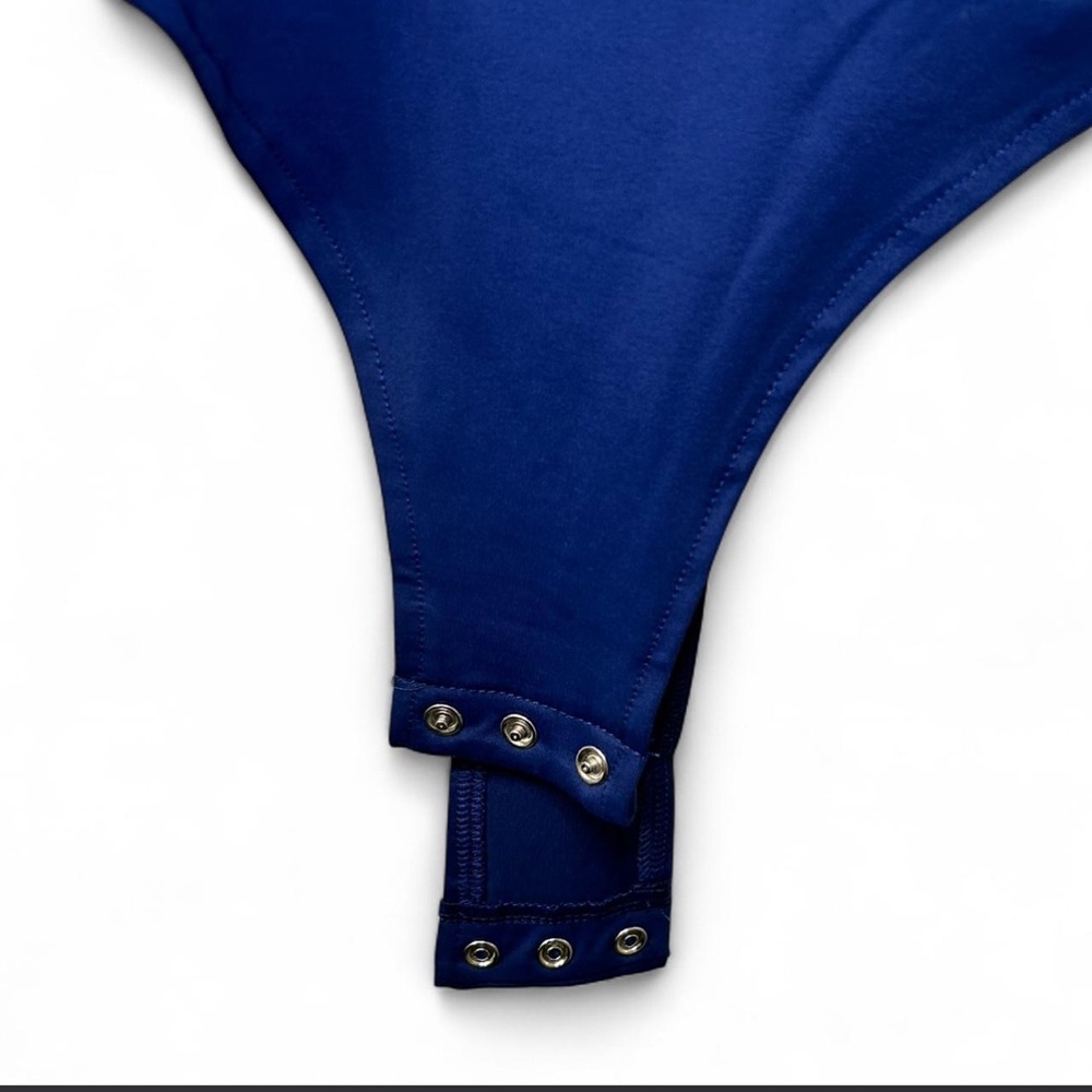 Reoria Sleeveless Colbolt Navy Blue double lined Thong Bodysuit - Picture 5 of 5